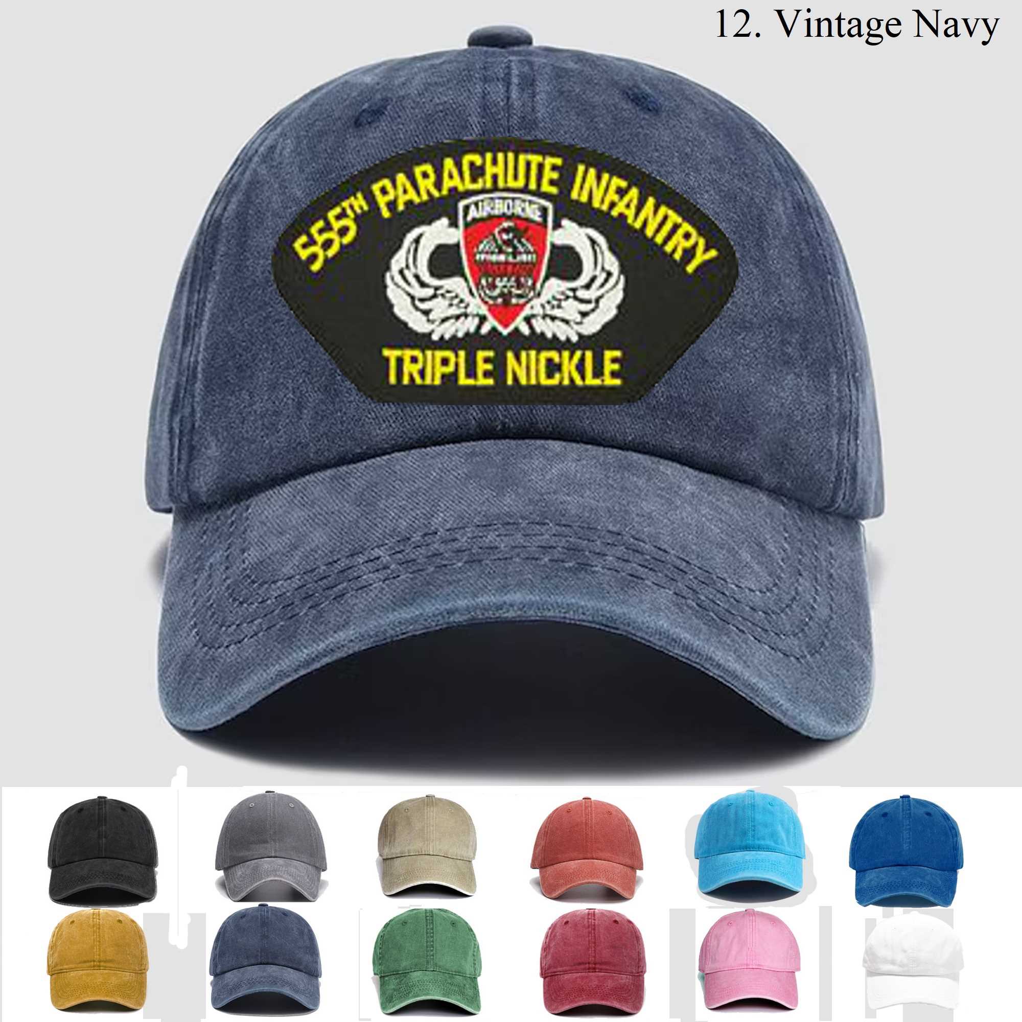 Embroidered Hat 555th Airborne Infantry Triple Nickel, Veteran Cap