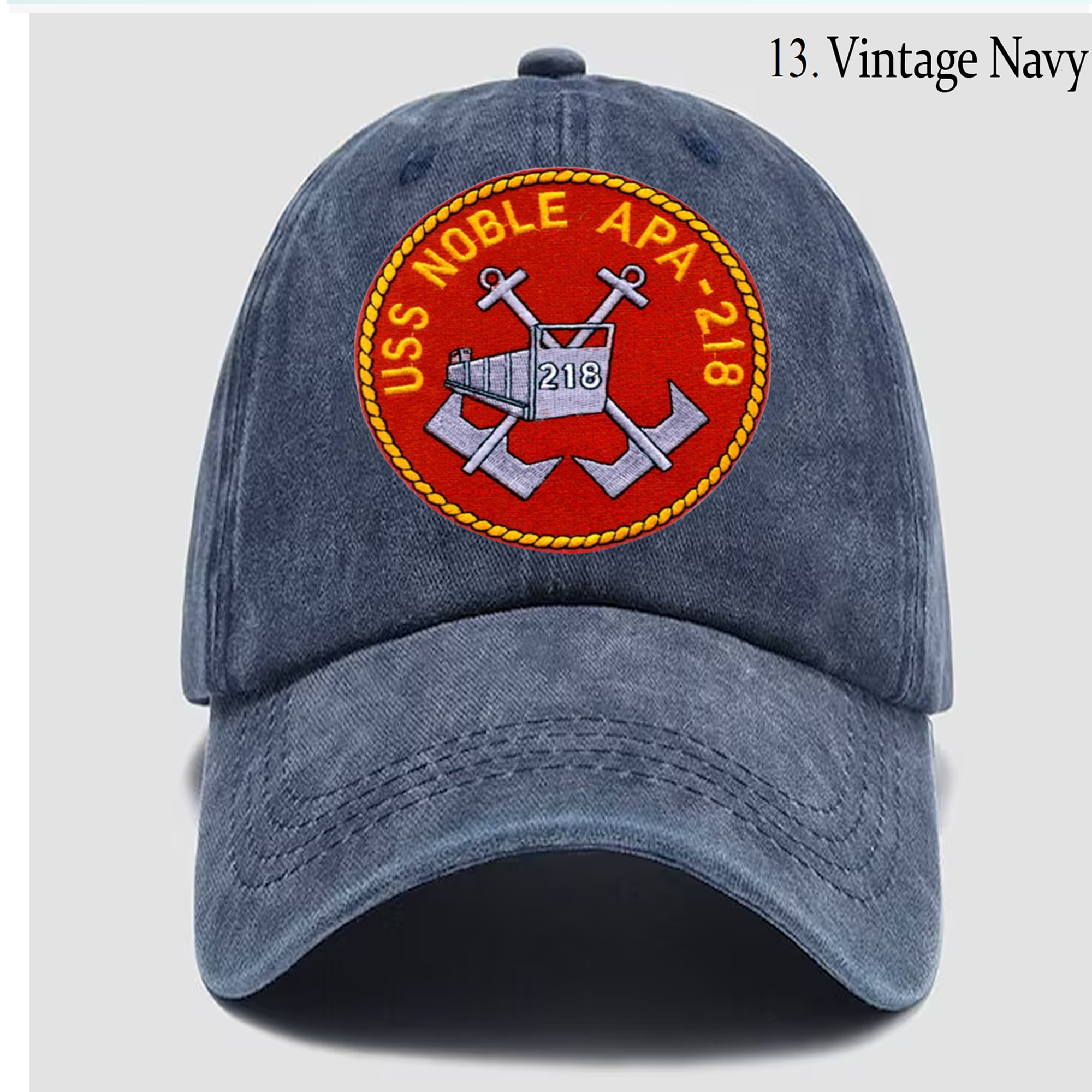 Custom Embroidered Hat Uss Noble Apa 218 Veteran Cap Trucker Hat 